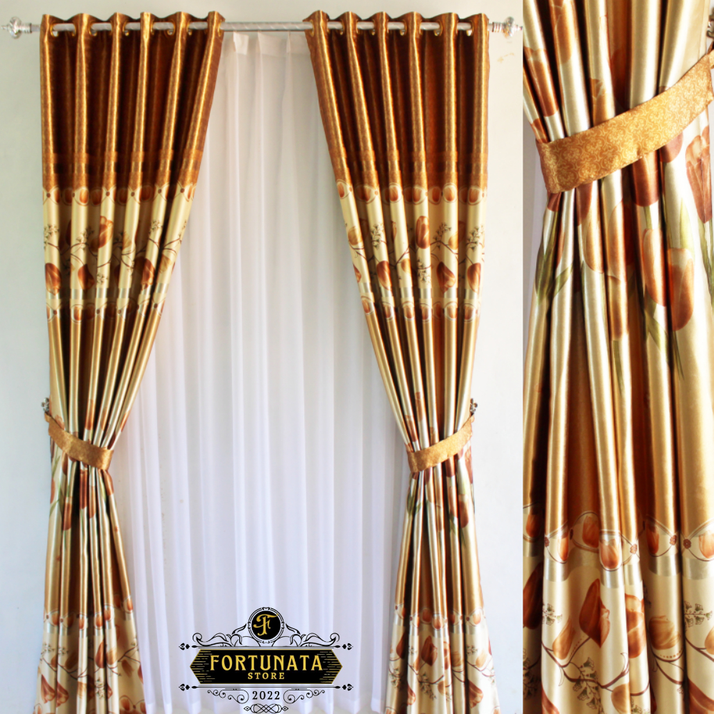 TIRAI PINTU DAN GORDEN JENDELA RUMAH MINIMALIS MOTIF / GORDEN SET CUSTOM RUANGAN BLACK OUT IMPORT / 