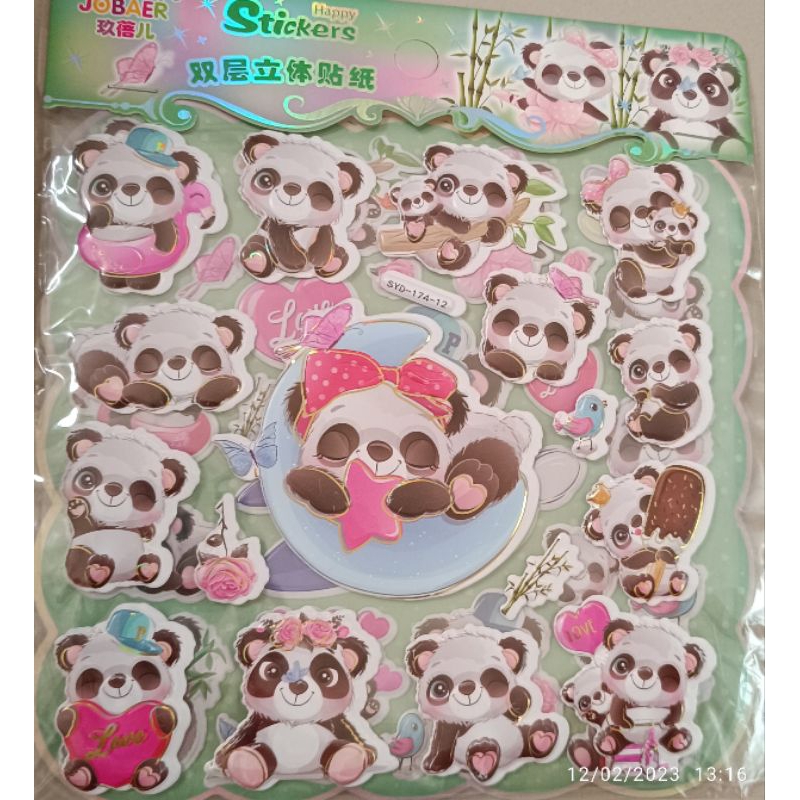 

ISI 2 Stiker timbul PANDA 18x20cm