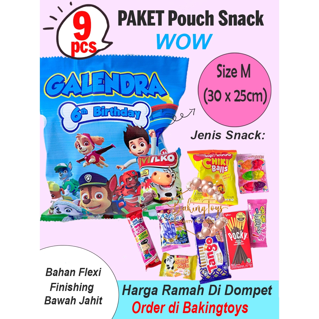 

Paket Snack Pouch + isi Hampers Birthday / Kantong Snack Ulang Tahun - Paket WOW 9