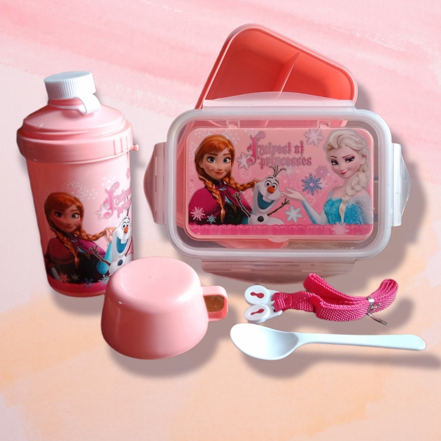 Kotak Makan Anak Set Plus Botol Minum Karakter Lucu