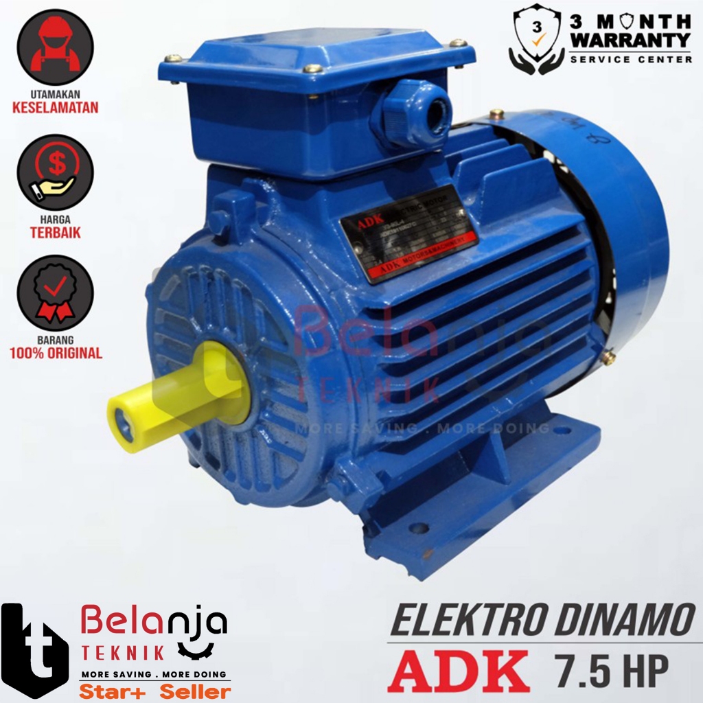 Mesin Dinamo Penggerak Serbaguna Listrik ADK 7.5 HP 3 Phase 4 Pole Elektro Motor