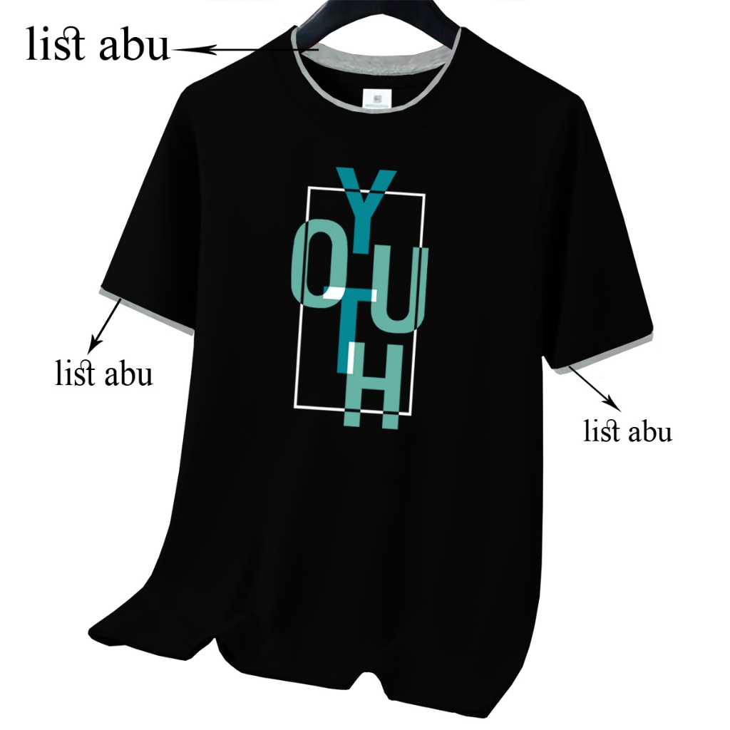 Kaos Pria Kombinasi Lis Kaos Distro Keren Sablon Digital Dtf