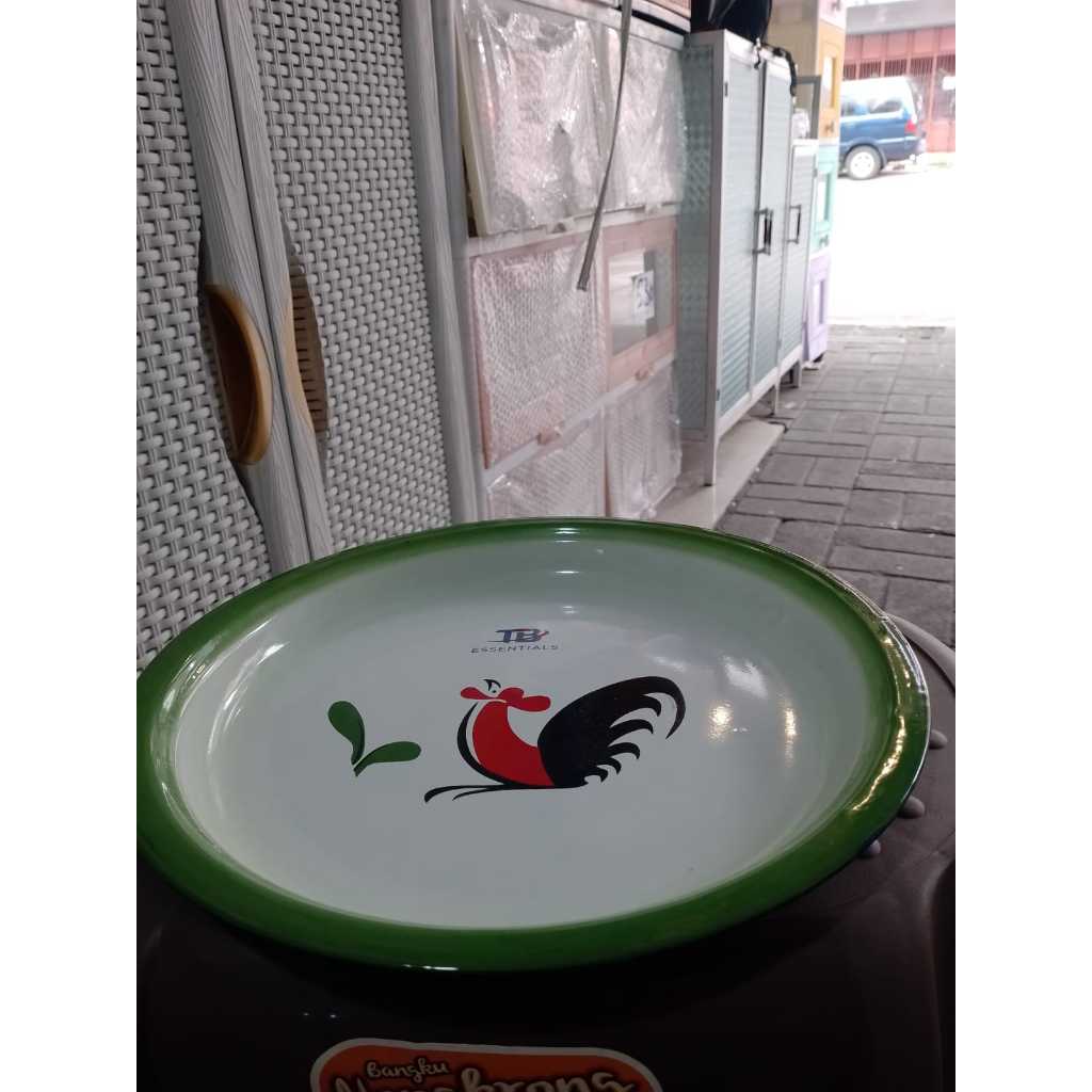 BAKI BULAT 30CM AYAM JAGO / BAKI JADUL SENG BESAR / TATAKAN PIRING / TATAKAN GELAS