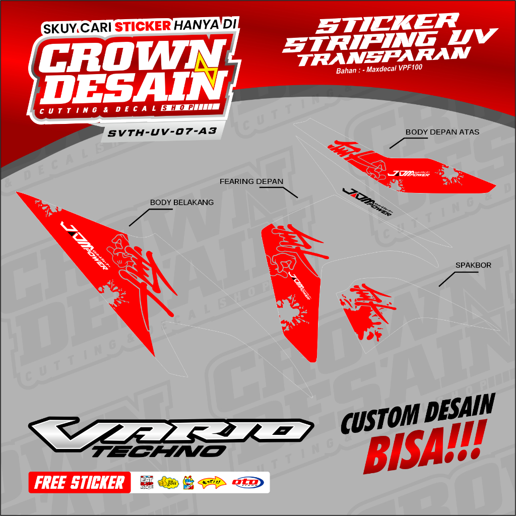 STRIPING TRANSPARAN VARIO 110 TECHNO DESAIN JDM POWER - STIKER SEMIFULL VARIO 110 TECHNO CUSTOM JDM 