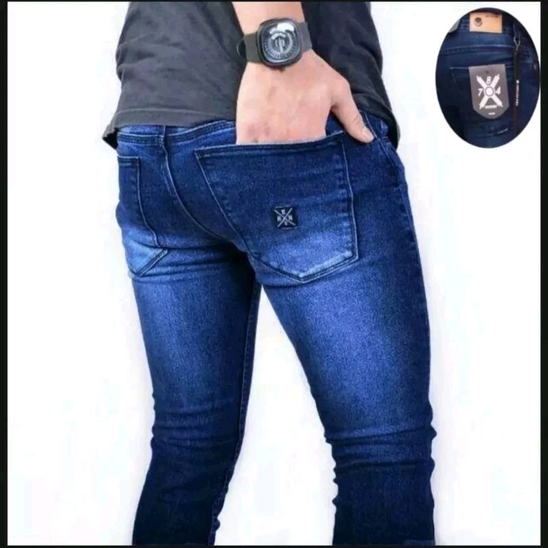 Celana Jeans Pensil Skinny Karet Cowok Pria Fashion Stretch 27-38 Dewasa Jin