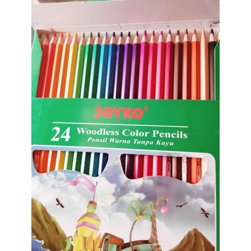 

Pencil Warna Joyko Isi 24 Woodless Colour Pencils Crayon Warna Serbaguna