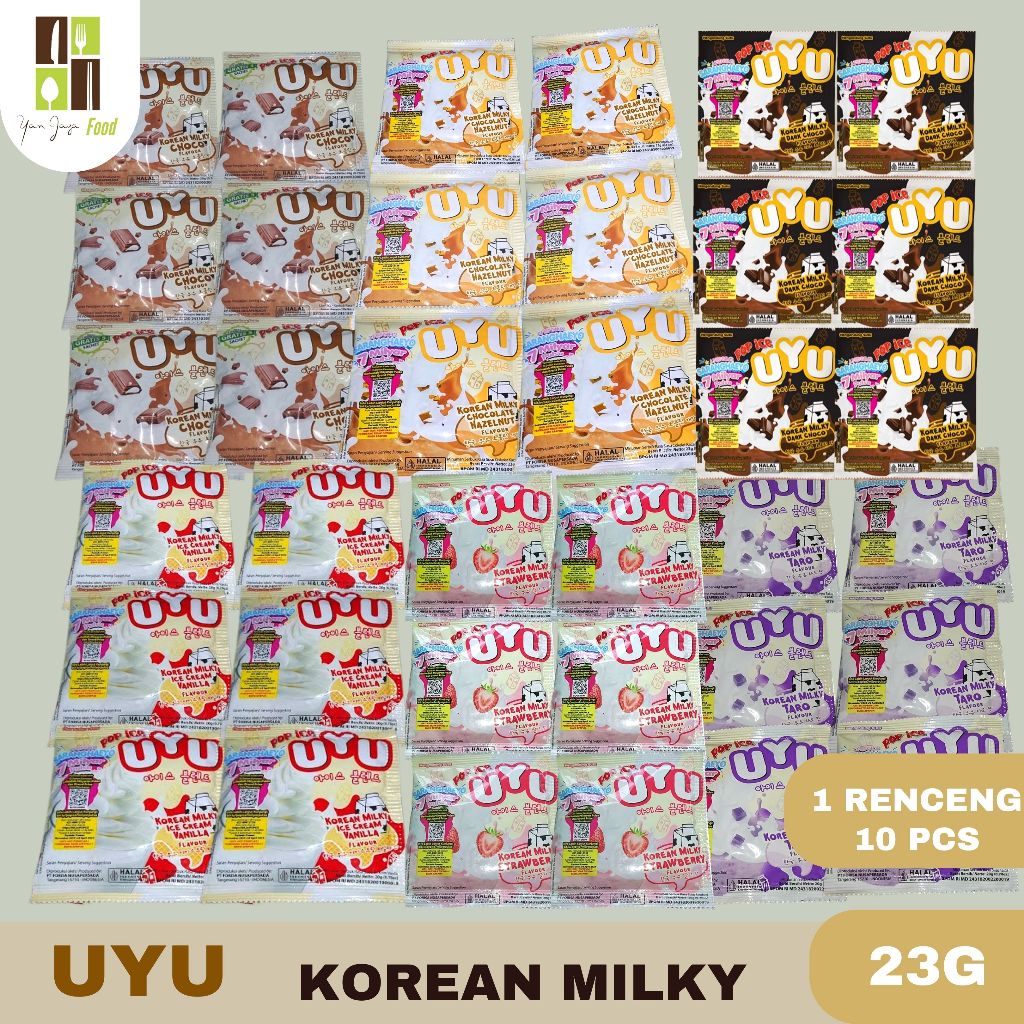 

Pop Ice Uyu Korean Milky Choco/ Hazelnut/Ice Cream Vanila/Dark Choco/Strawberry/Taro 1RCG