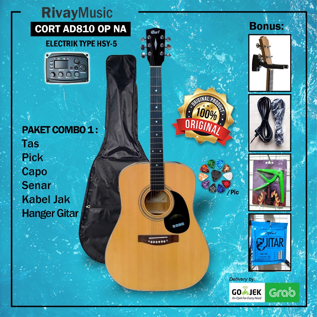 Gitar Akustik Elektrik Cort AD810 Jumbo Custom