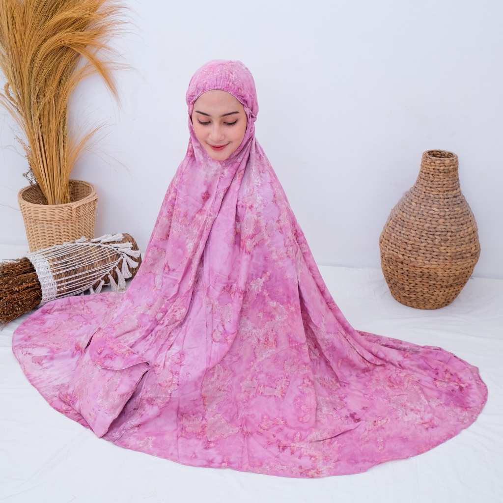 STANDART-Mukena Bahan Rayon Bali Motif Tiedye MOOANA (ORIGINAL) Mukena Travelling Bahan Adem