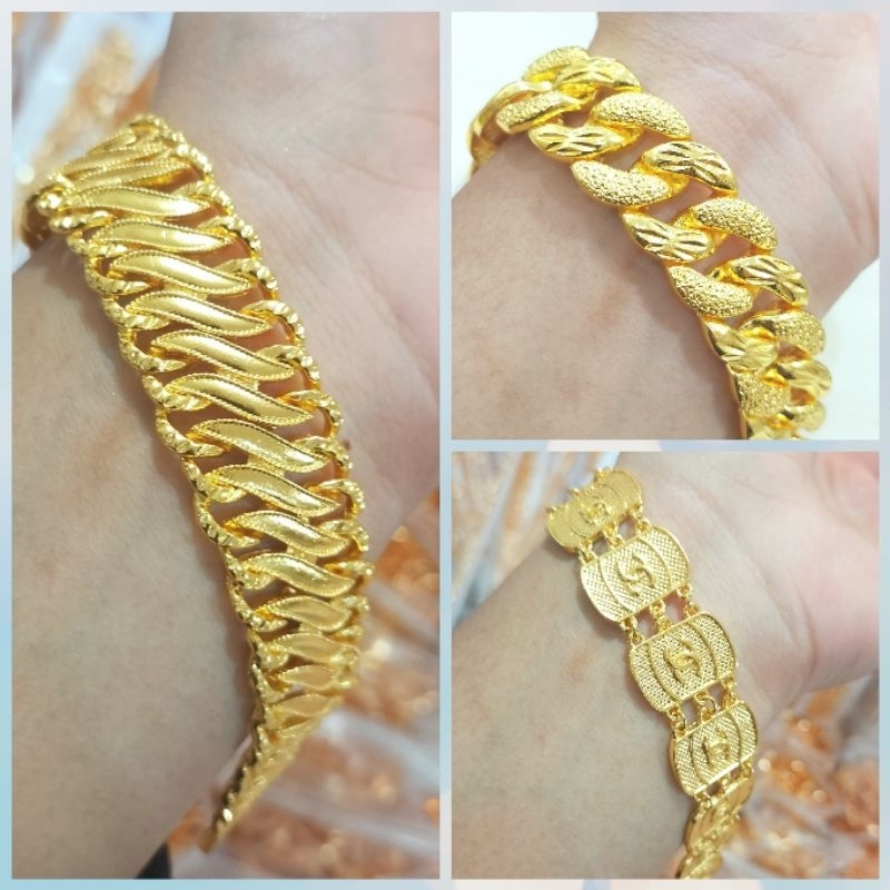 Gelang Tangan Dubai Warna 24UK 17CM Berlapis Emas