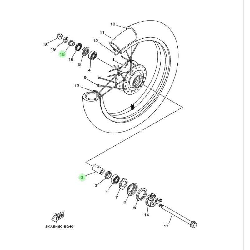 RB BOSH BOS Bushing Tromol Roda Depan Belakang Rx King Original Yamaha Genuine Part