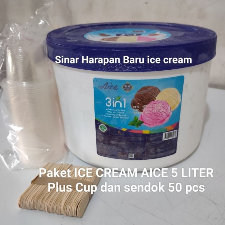 

JPVC2717 【MEGA SALE】 ICE CREAM AICE 5 LITER Plus Cup dan sendok 50 pcs