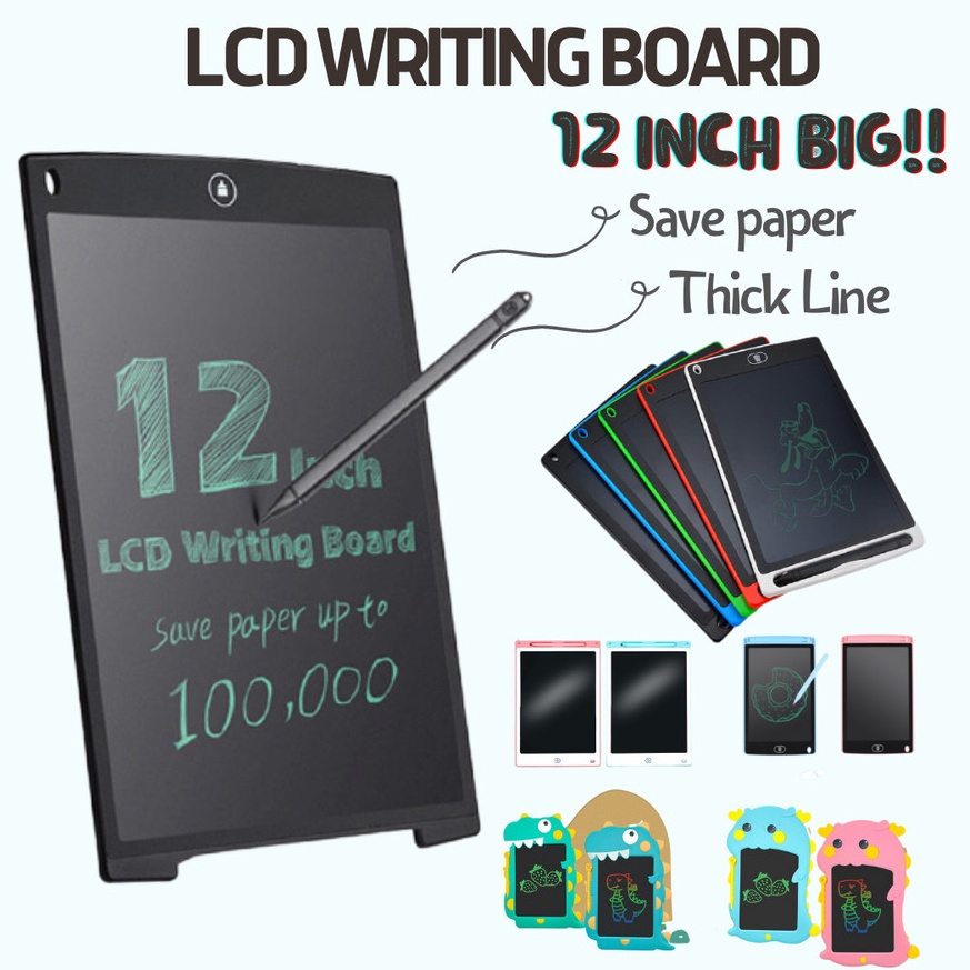 Kekinian.. Tablet LCD 12 inch Writing Tablet Papan Tulis 12 inch LCD Papan Gambar Hapus Papan Tulis 