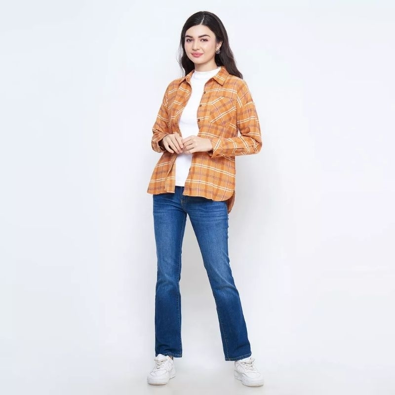 DUST kemeja Becca Kotak Orange