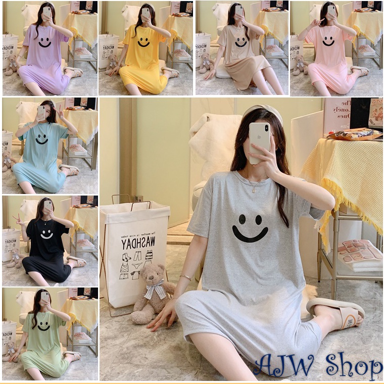 TIPE AKR445 AJW Shop Daster Lengan Pendek Wanita Kekinian | Daster Import Panjang Lengan Pendek | Da