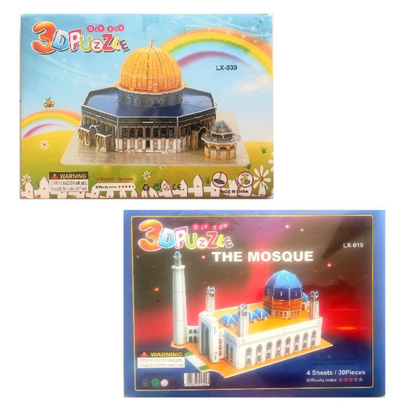 Miniatur Masjid Al-Quds Palestina Puzzle 3D Al-Aqsha Kubah Sakhrah Dome of The Rock Jerusalem