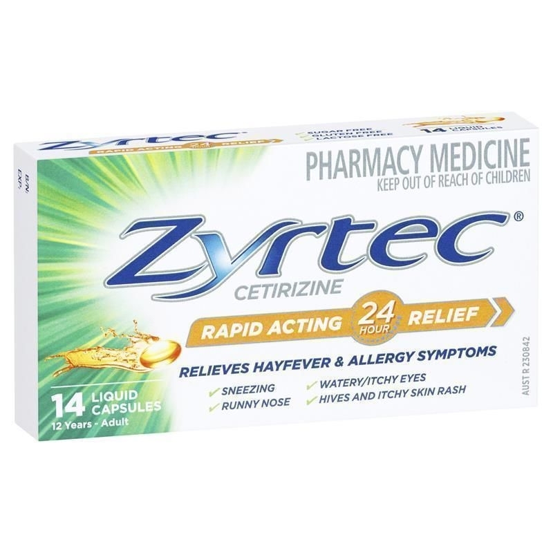 zyrtec rapid acting relief hayfever allergy liquid capsule