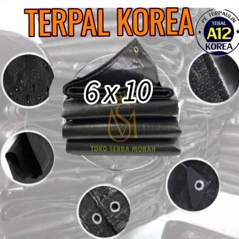 Terpal 6x10 A12 warna Hitam black, tebal dan kuat, terpal jemuran terpal terpop dll.