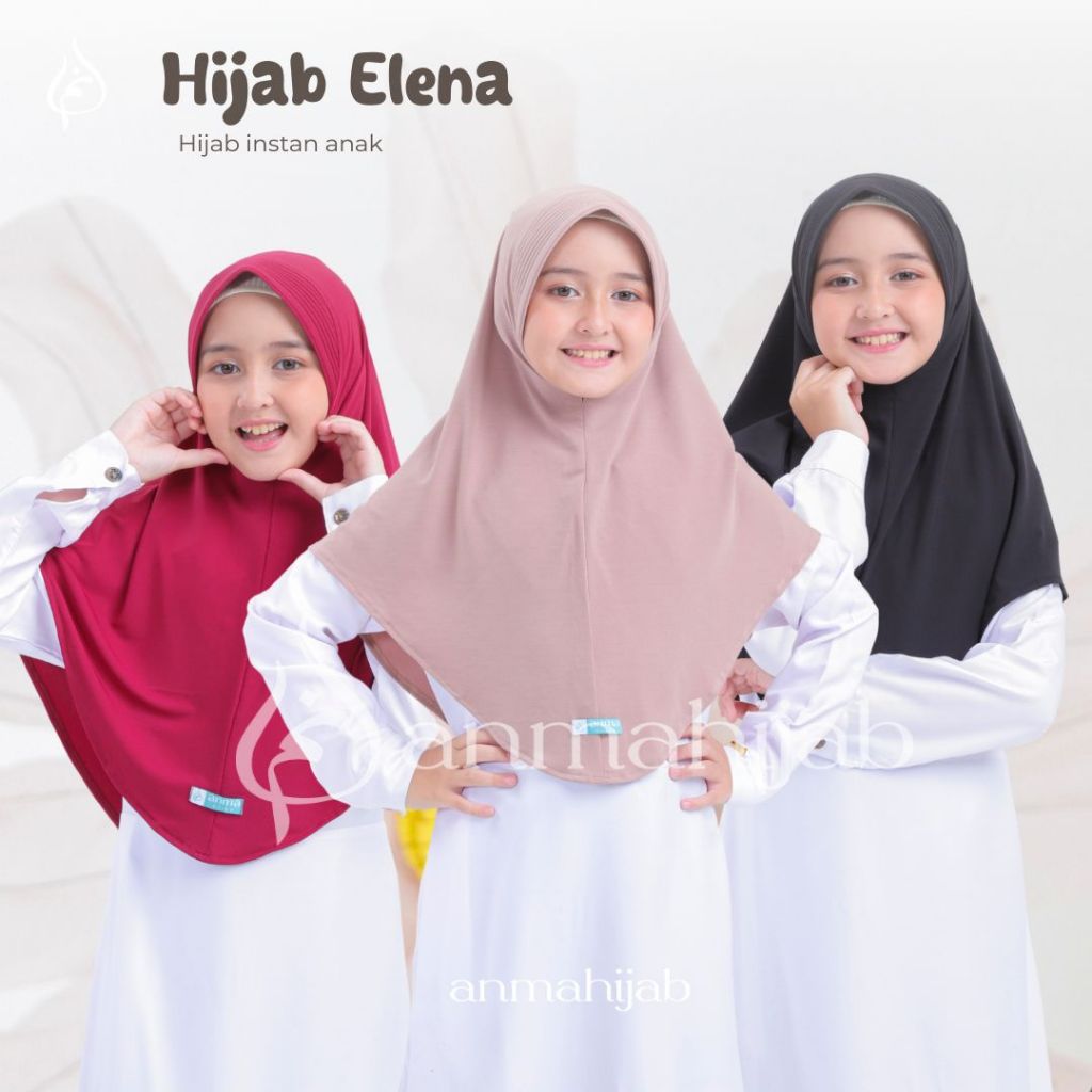Elena Hijab Instan Anak | Kerudung Anak Sekolah | TK dan SD Kelas 1-6 | Bahan Jersey Premium By Anma
