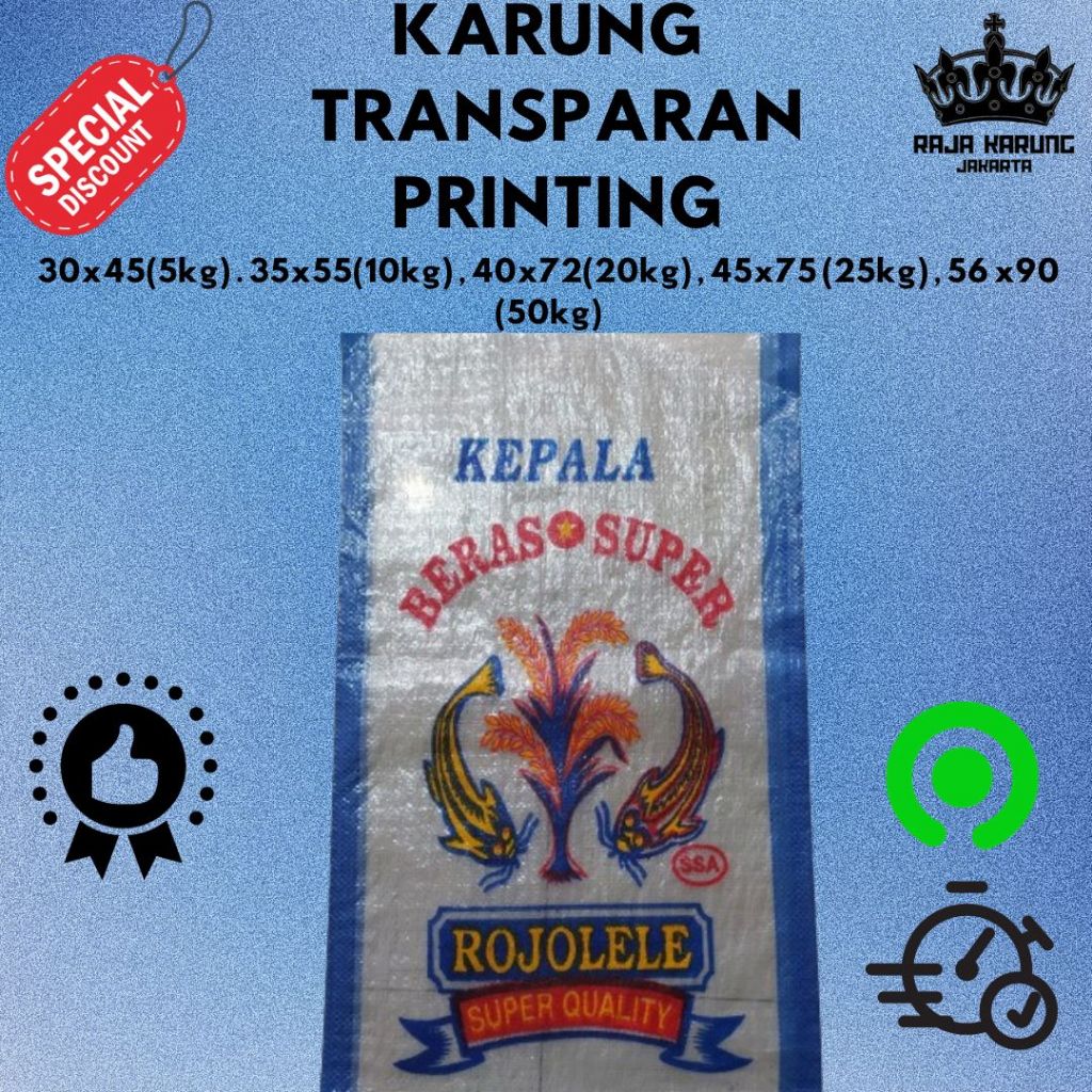 Karung Beras Transparan Printing ROJO LELE Ready Super JAKARTA