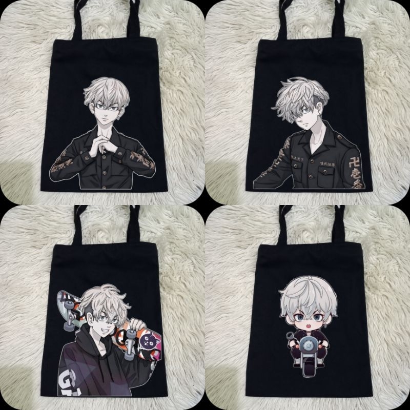 Totebag Hitam Tebal Chifuyu Matsuno Anime Tokyo Revengers 100% Kanvas Premium / Tas Jinjing Hitam Ch
