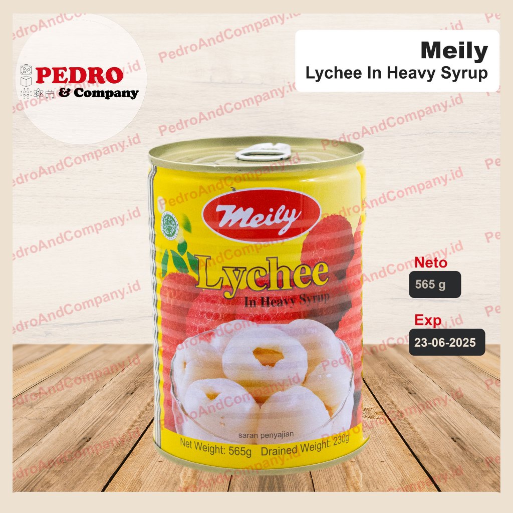 

Meily lychee in syrup sirup 565 gram - kaleng buah leci