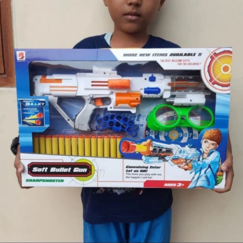 Mainan Tembakan Plastik Besar Peluru Busa Nerf Water Gel - Mainan Edukatif Anak Laki Perempuan