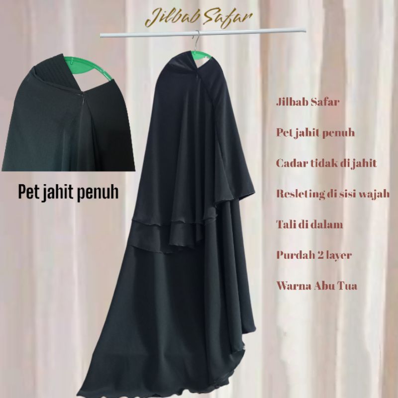 Khimar safar Soft pet Abu tua(cadar bawah mata tidak di jahit)