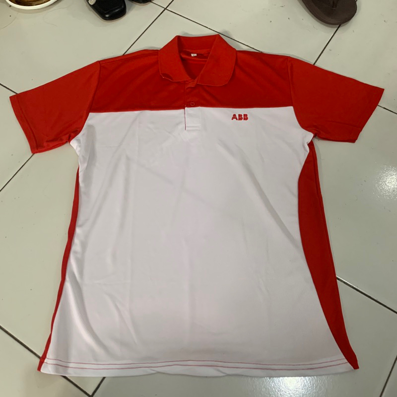 Baju polo shirt merah putih uk L