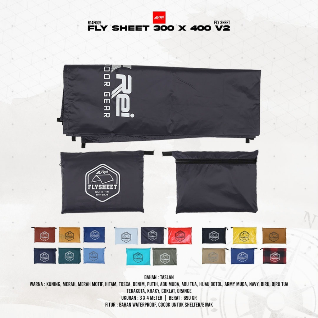 Fly Sheet Cover Tenda 300X400 V2 Arei Outdoorgear - FLYSHEET REI TENDA 3x3 - FLYSHEET TENDA AREI 3x4