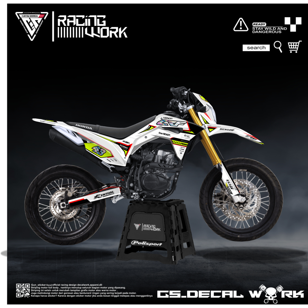 DECAL MOTOR CROS CRF PUTIH HOLOGRAM DECAL FULL BODY CRF 150 L