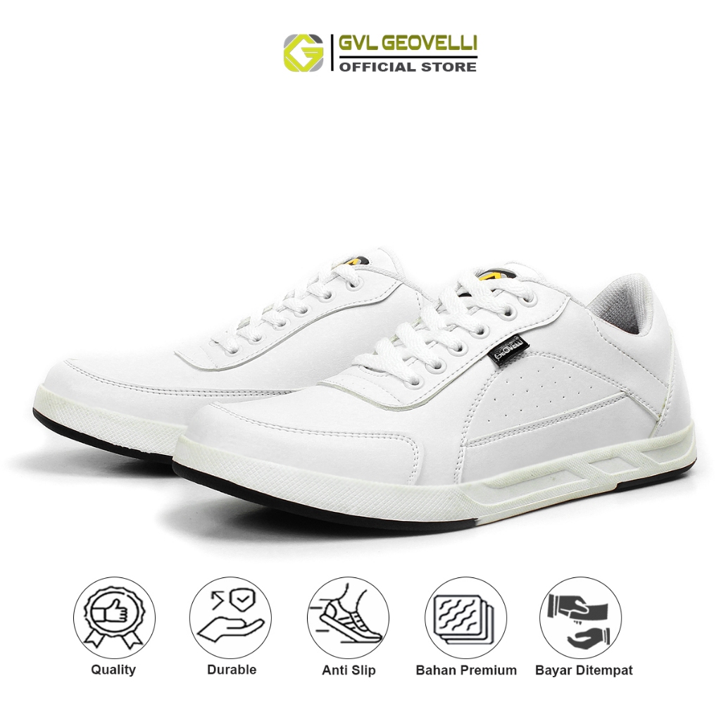 GVL Geovelli Sepatu Sneakers Pria Full White Outsole Klasik Kasual