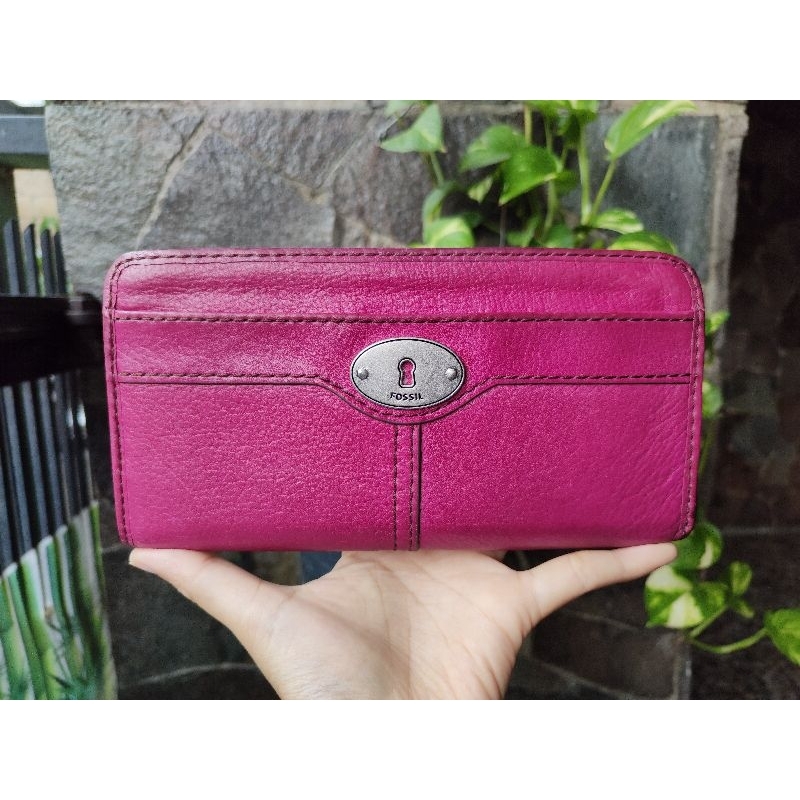 PRELOVED PL WALLET DOMPET FOSSIL MADDOX SATCHEL TOTE SHOPPER FUSCHIA FUCHSIA