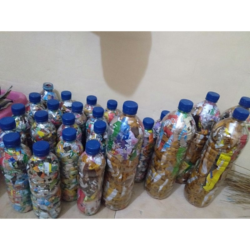 ecobrick 600 ml botol Aqua isi 200 -+gram