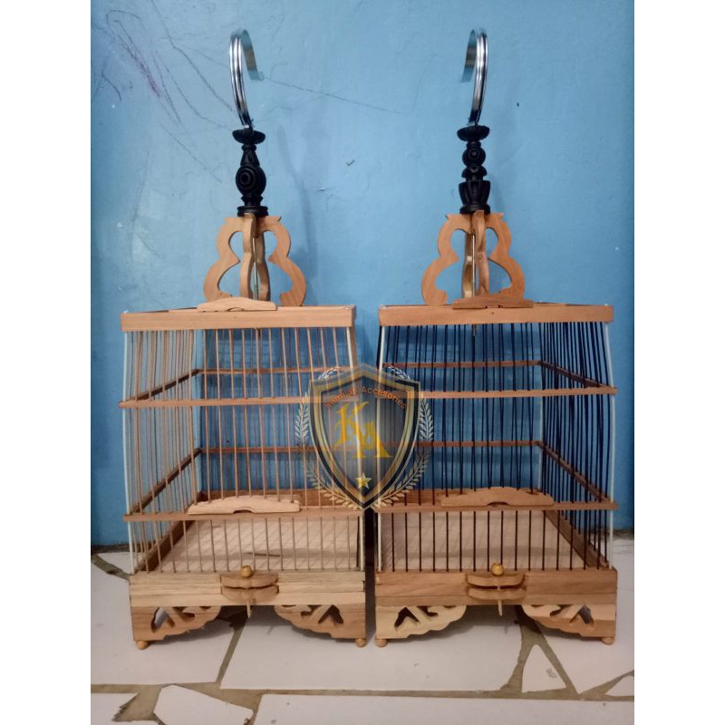 sangkar replika cungkok kotak lengkung jati