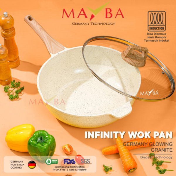 Unik Panci Wok Pan MAYBA GERMAN INFINITY Kuali Wokpan Besar 30cm granit - Wok Pan 24 Cm Diskon