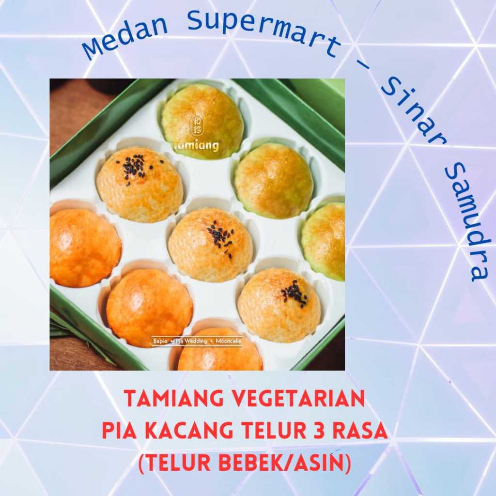 

Bapia Tamiang Vegetarian Series Varian Nastar Durian / Nastar Nenas / Cui Kao So / Kacang Hijau / Crispy Wijen / Kacang telur 3 Rasa Bakpia Pilihan