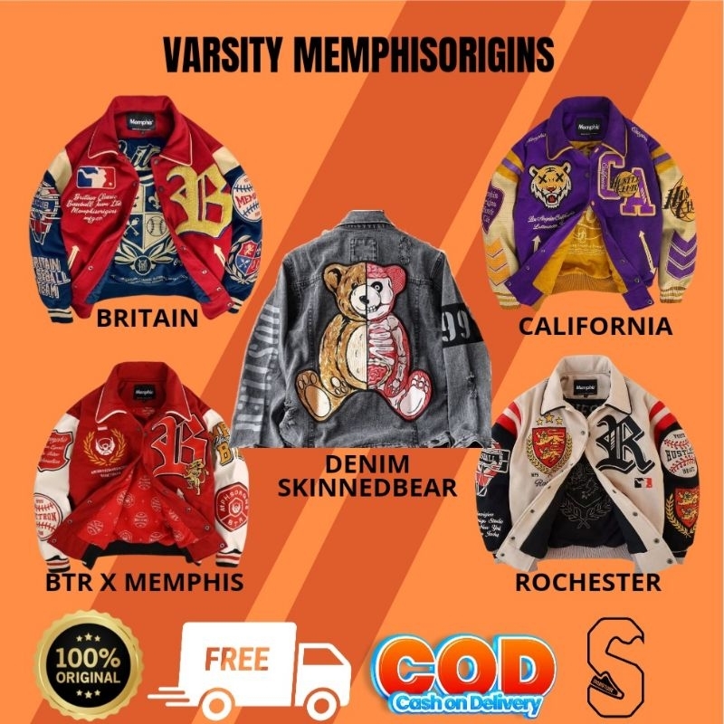 [ORIGINAL 100%] MEMPHIS VARSITY JACKET - SHERPA JACKET / VARSITY JACKET BRITAIN / VARSITY ROCHESTER 