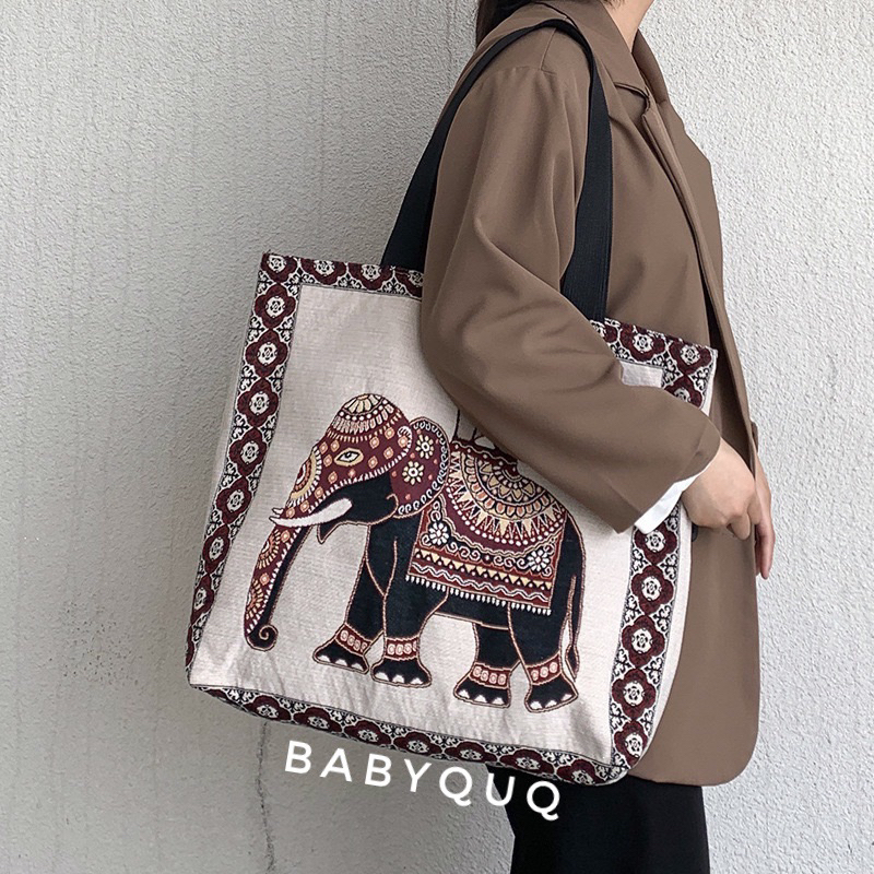 NEW TOTEBAG KANVAS JUMBO IMPORT - TOTEBAG ETNIK THAILAND - OLEH OLEH BANGKOK - TAS THAILAND