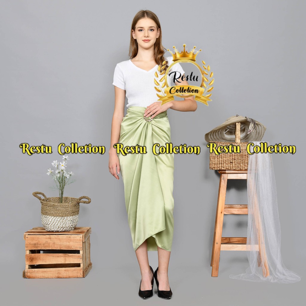 Rok Lilit Polos Modern Wanita Bawahan kebaya Kondangan Wisuda Bahan Velvet Satin Premium Gratis Ring