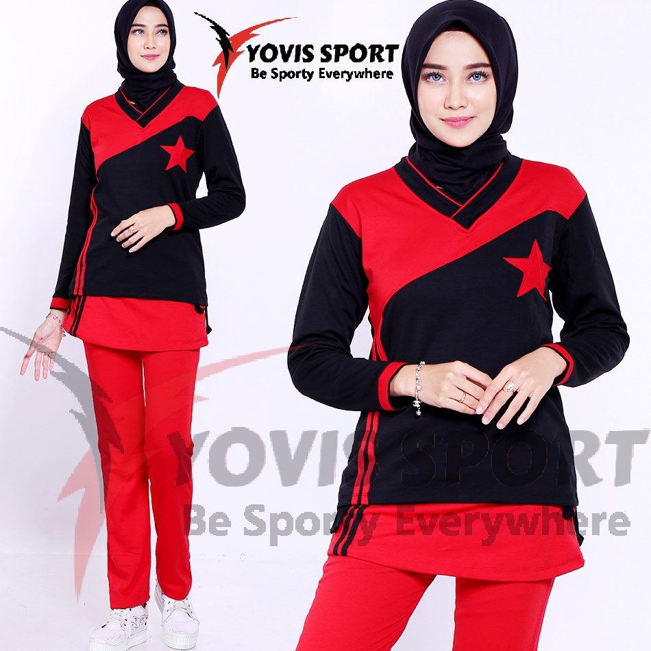 PALING DIMINATI Setelan senam bintang jumbo Yovis Sport / celana senam / baju senam / setelan bintan