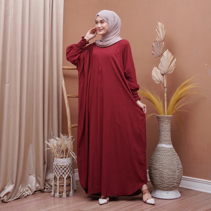 KAFTAN POLOS BAHAN RAYON PREMIUM BUSUI FRIENDLY MUAT BB 100 KG HOMEDRESS PUTIH KEKINIAN TERBARU 2023