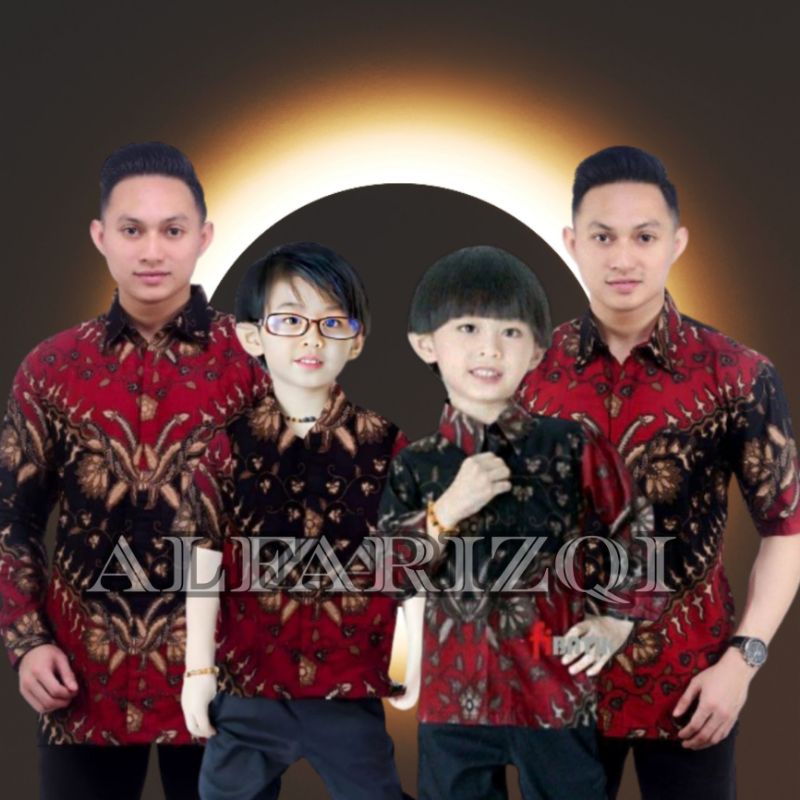 TERBARU Couple sweet || couple batik ayah dan anak cowok BATIK MERAH Motif Keris Merah