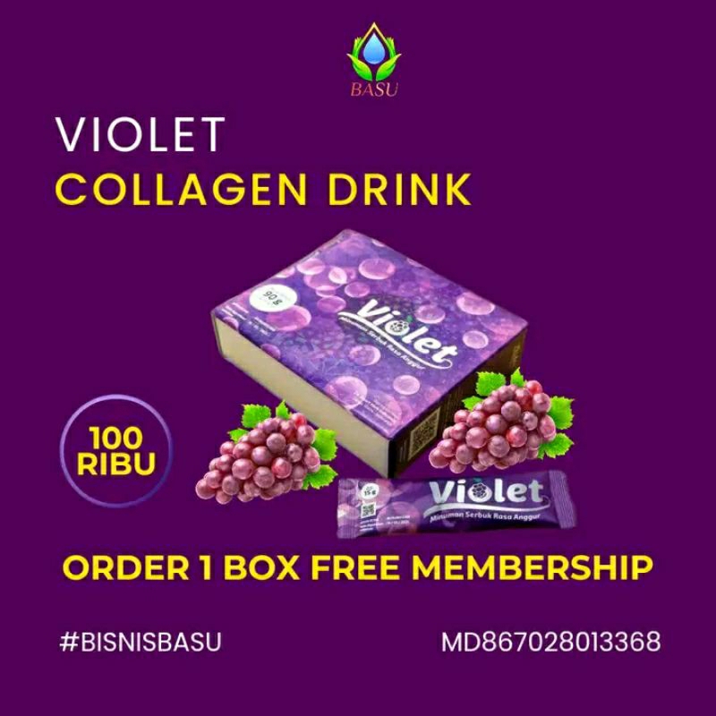 

(BASU + PIN ) Violet minuman serbuk rasa anggur