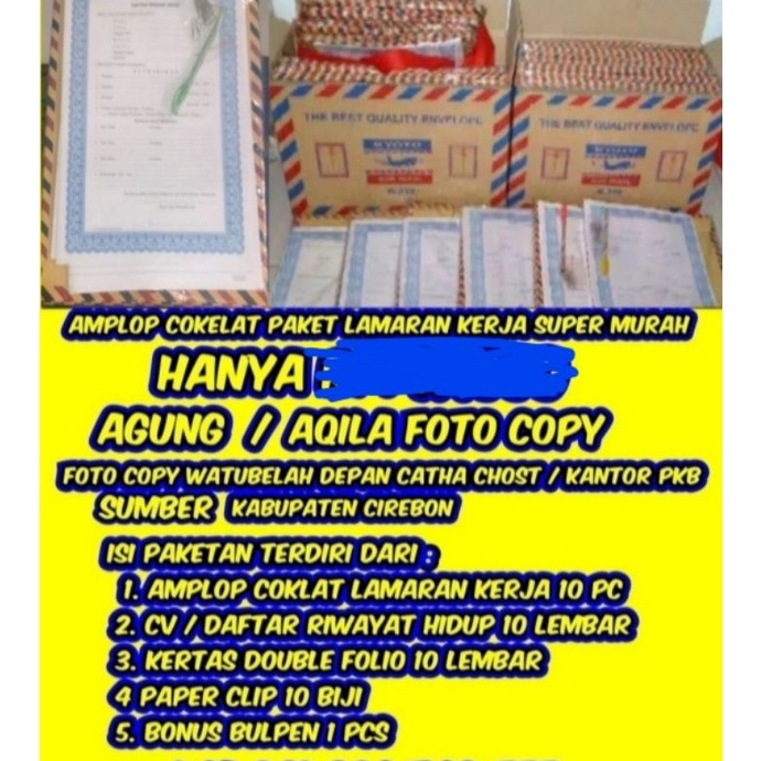 

is.. paket lamaran kerja amplop coklat murah 0SB