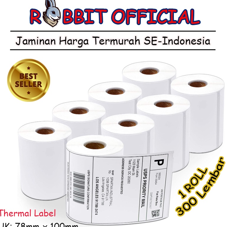 

Ready➞ LABEL THERMAL 78 x 100 KERTAS STICKER BARCODE 78x100mm Isi 300 PCS 67