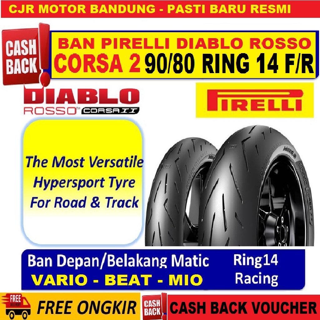PIRELLI DIABLO ROSSO CORSA 2 90/80 ring 14 ban SOFT balap motor matic mio beat vario CORSA II