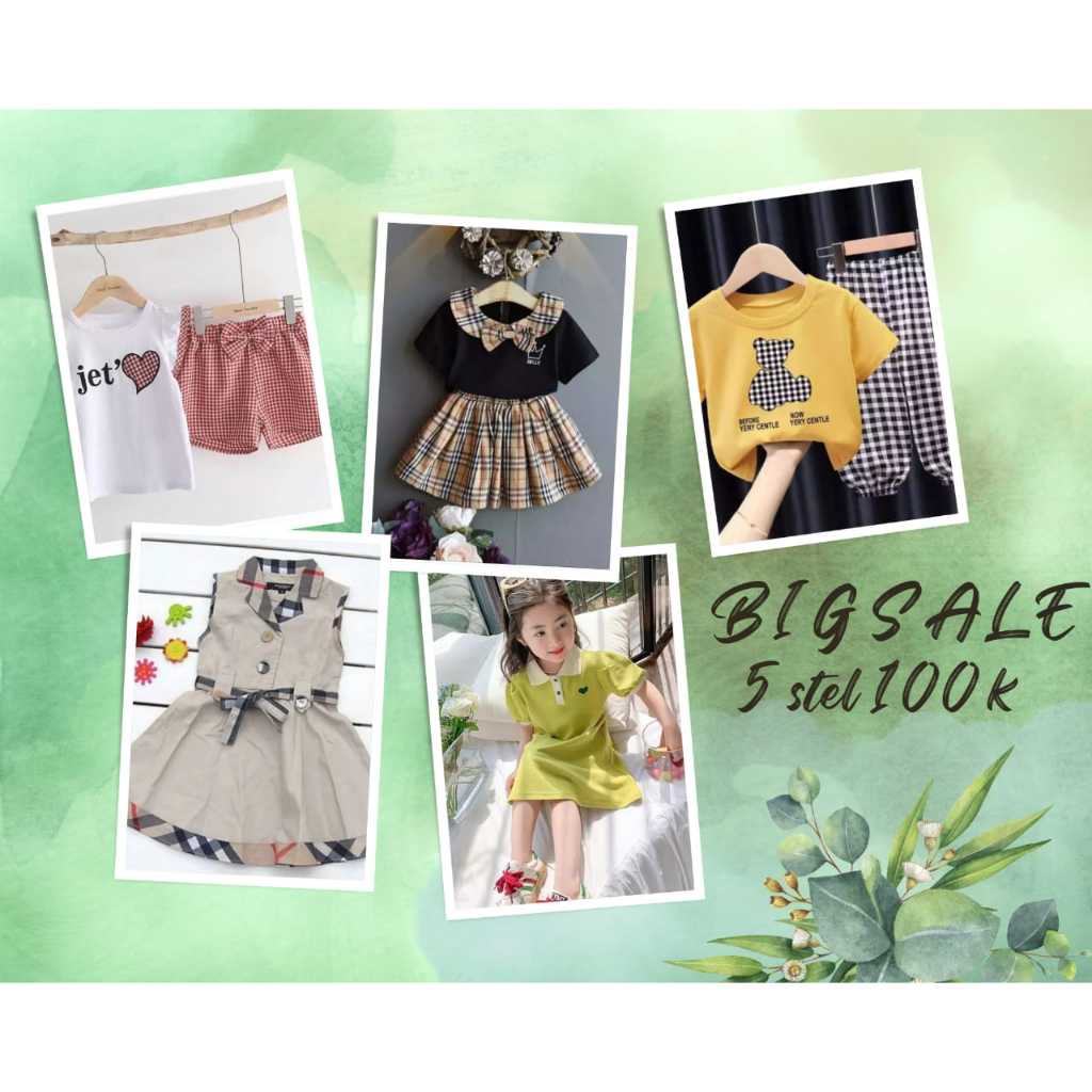 PAKET BUNDLING 5 SETELAN ANAK 100 RIBU/ BAJU ANAK CEWEK TERBARU BAJU ANAK PEREMPUAN PAKET HEMAT /PRO