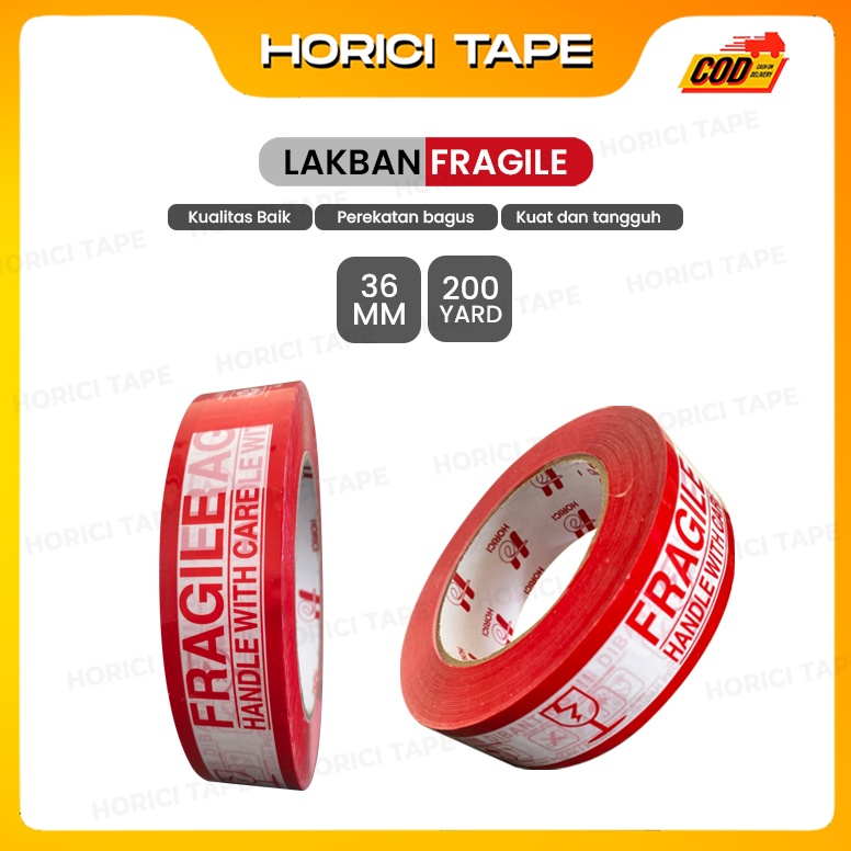 

[✣R87$] HORICI TAPE 36mm x 200Y lakban Fragile Jangan di banting Isolasi Mudah Aneka varian termurah satuan [142]