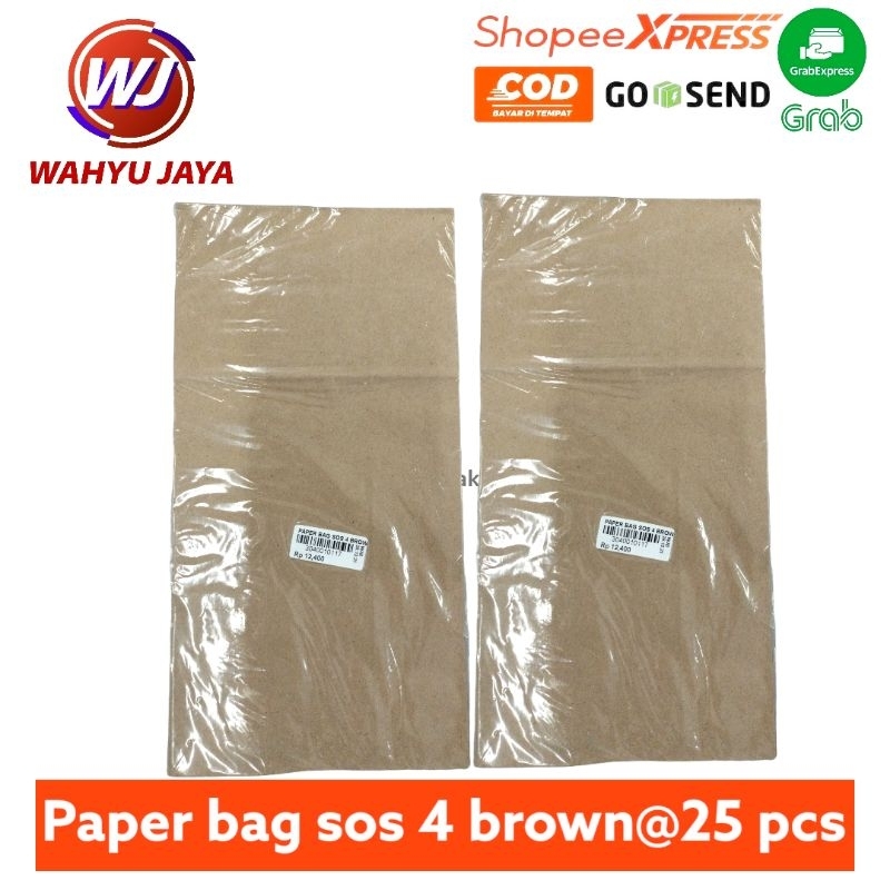 

paper bag sos 4 brown @25 pcs